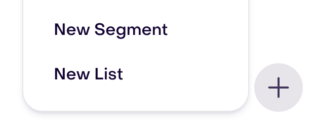 Menu opened with the Audience plus button, with the New List option visible.